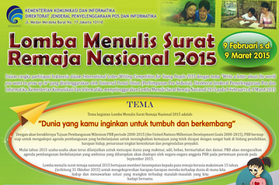 Lomba Menulis Surat Remaja 2015 Berhadiah Total Rp36 Juta